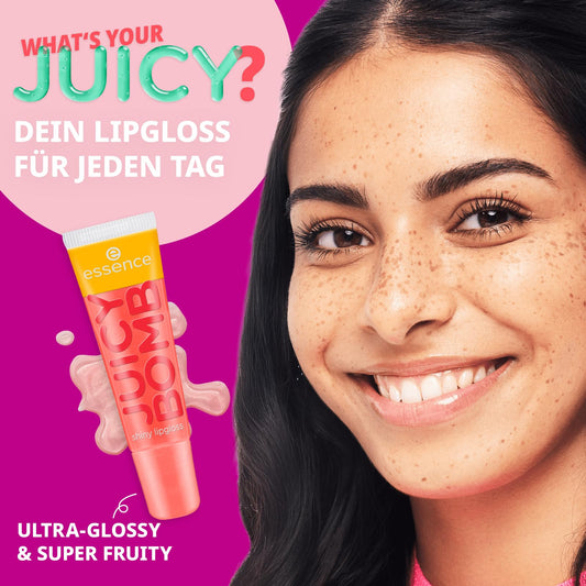 essence JUICY BOMB shiny lipgloss 103 Proud Papaya – Hochglänzender Lipgloss mit fruchtigem Duft – Vegan – Nicht-klebende Textur – 10 ml