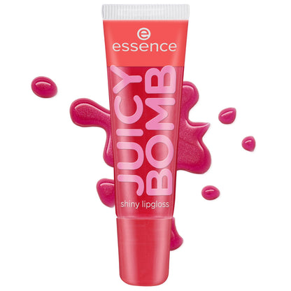 essence JUICY BOMB shiny lipgloss 104 Poppin' Pomegranate – Hochglänzender Lipgloss mit fruchtigem Duft – Vegan – Nicht-klebende Textur – 10 ml