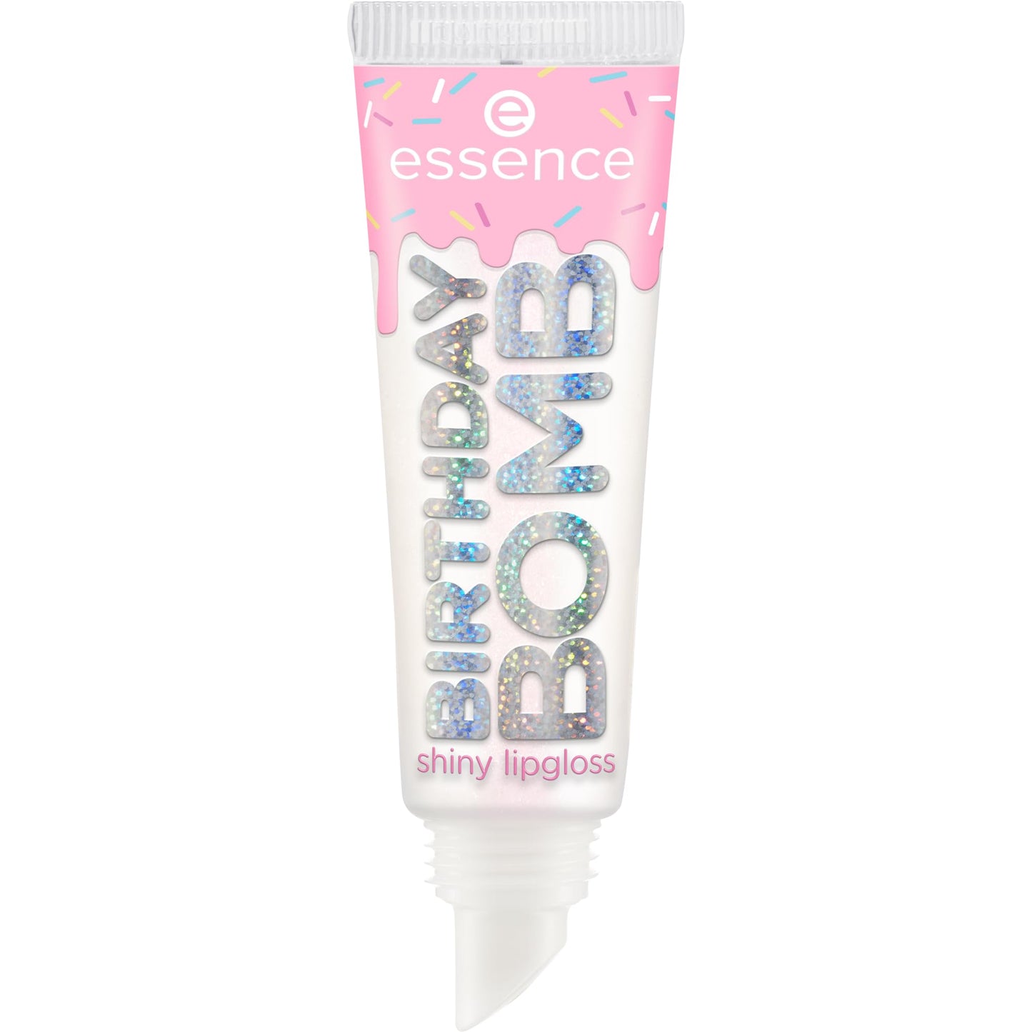 essence BIRTHDAY BOMB shiny lipgloss, Nr. 01, Transparent, natürlich, glänzend, strahlend frisch, schimmernd, vegan, ohne Parabene, ohne Mikroplastikpartikel, Nanopartikel frei, 1er Pack (10ml)