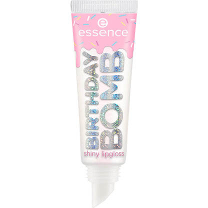 essence BIRTHDAY BOMB shiny lipgloss, Nr. 01, Transparent, natürlich, glänzend, strahlend frisch, schimmernd, vegan, ohne Parabene, ohne Mikroplastikpartikel, Nanopartikel frei, 1er Pack (10ml)