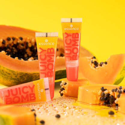 essence JUICY BOMB shiny lipgloss 103 Proud Papaya – Hochglänzender Lipgloss mit fruchtigem Duft – Vegan – Nicht-klebende Textur – 10 ml