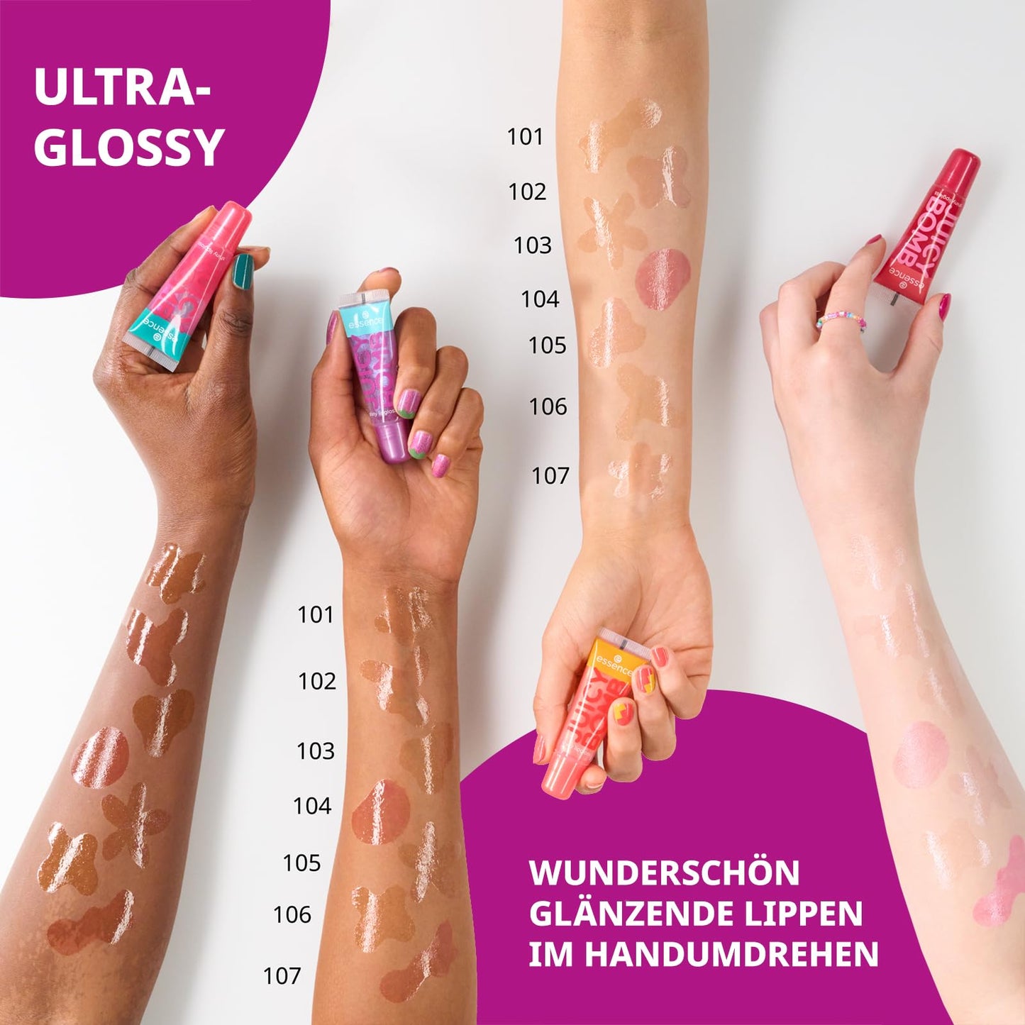 essence JUICY BOMB shiny lipgloss 103 Proud Papaya – Hochglänzender Lipgloss mit fruchtigem Duft – Vegan – Nicht-klebende Textur – 10 ml