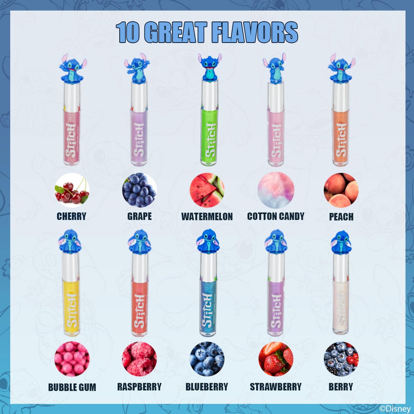 Stitch Lipgloss Pflanzlich 10er Set Mädchen Geschenk