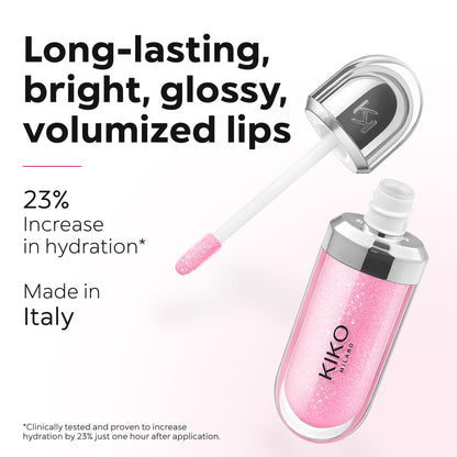 KIKO Milano 3D Hydra Lipgloss 32 | Pflegender Lipgloss mit 3D-Effekt, intensiver Glanz, feuchtigkeitsspendend, glättende Textur, nicht klebend, präziser Applikator